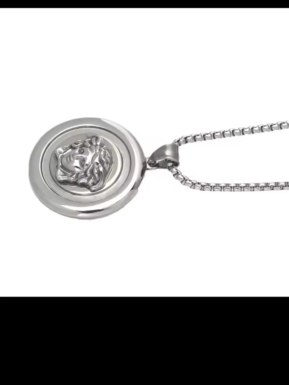 Silver Medusa Pendant Necklace for Men - Stainless Steel
